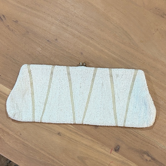 Elegant White Beaded Clutch